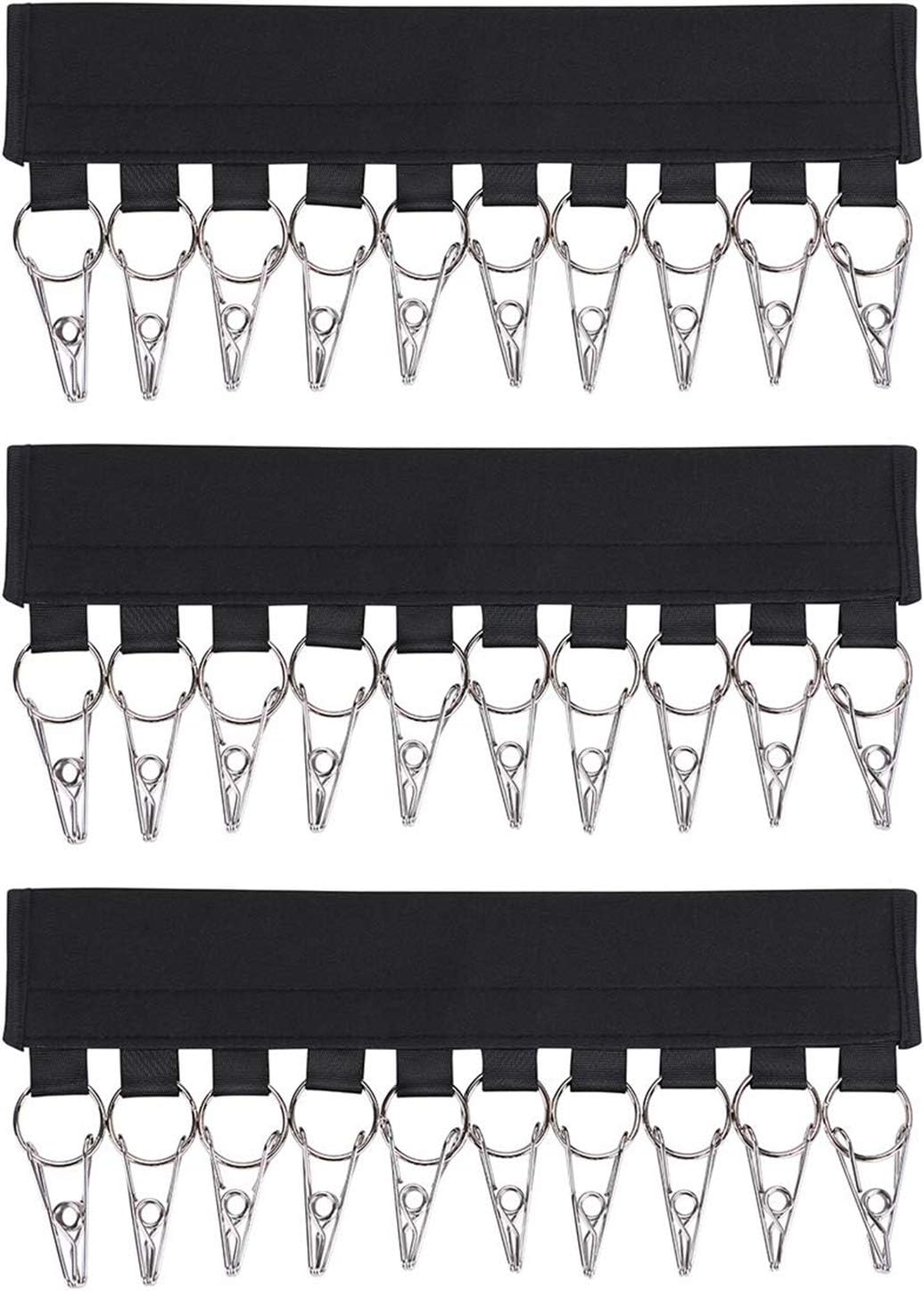 3 Pcs Hat Organizer Hanger, Cap Organizer Holder for Closet with Stainless Steel Clips (Black)