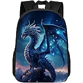 DOINBEE Dragon Backpack Blue Galaxy Dragon Boys School Backpack, Cool Dragons Animal Book Bag for Kindergarten Elementary Middle School Kids, Lightweight Casual Travel Hiking Laptop Daypack, 17"