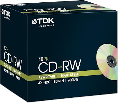TDK 10x CD-RW 700MB 80min 4x-12x High-Speed Rewritable Discs