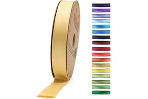 BIYELLI Fold Satin Bias Tape - 99+ Colors - 3/4 Inches Wide - 27 Yards - Fold Satin Binding Bias Ribbon Fabric Piping Bias Binding Tape for Sewing Clothing DIY (49. Gold) BYS49