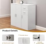 Panana Sideboard Storage Cupboard Cabinet Unit with Doors and Drawers White view 6