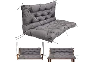 Gollense Porch Swing Cushions, 3 Seat Outdoor Swing Cushion Replacement with Backrest, 60 x 40 x 4 Inches Bench Cushion with 