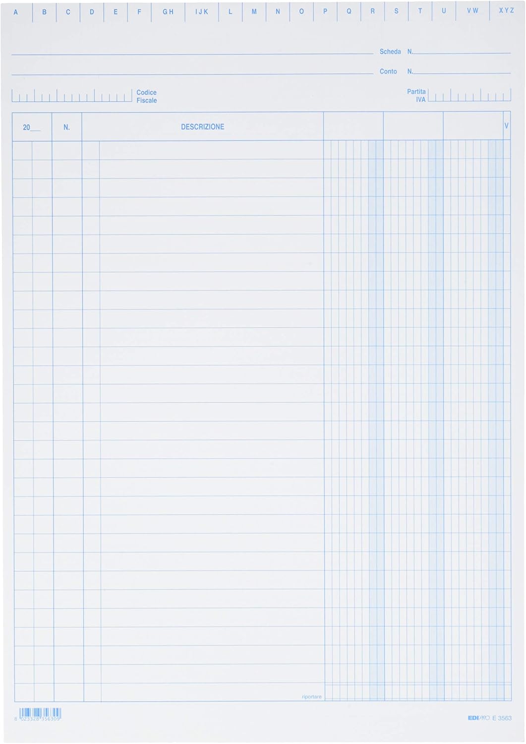 EDIPRO - E3563BL - 100 Cards with 3 Columns Blue f.to 21x29,7