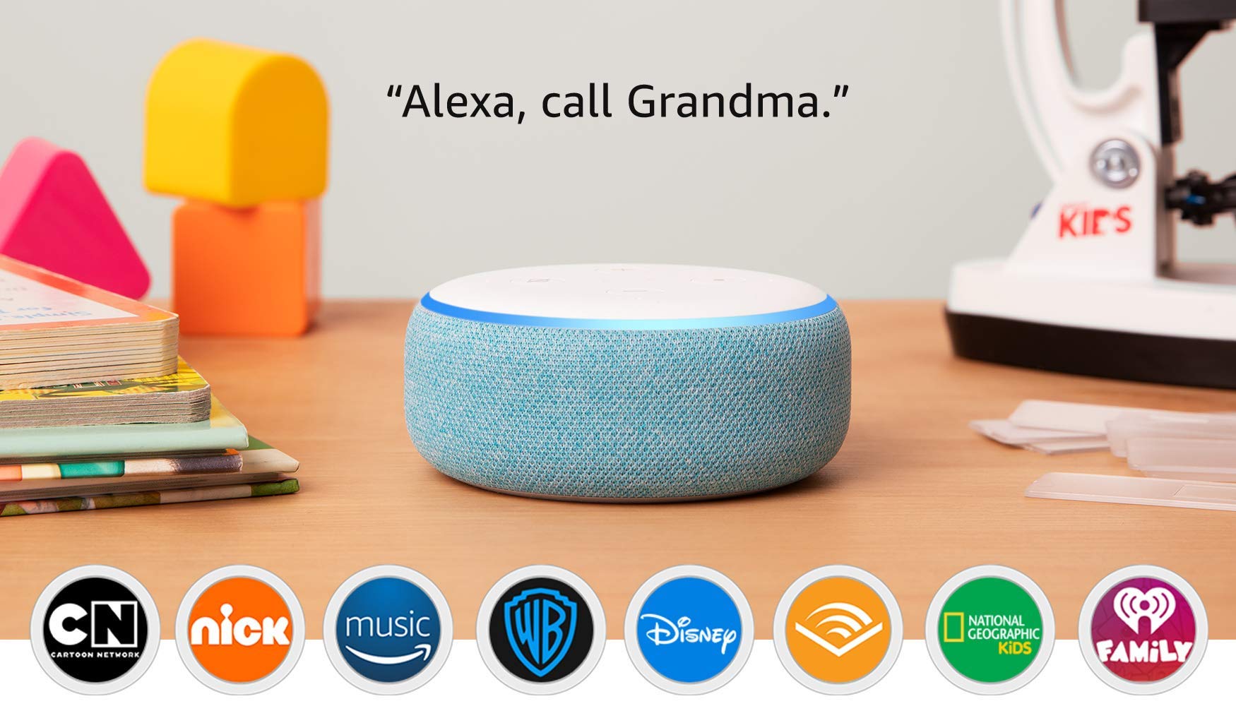 Voice Control All-New Echo Dot Kids Edition, an Echo designed for Kids, Blue Voice Control All-New Echo Dot Kids Edition, an Echo designed for Kids, Blue