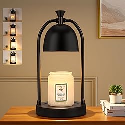 Black Candle Warmer Lamp with Timer,Dimmable Wax