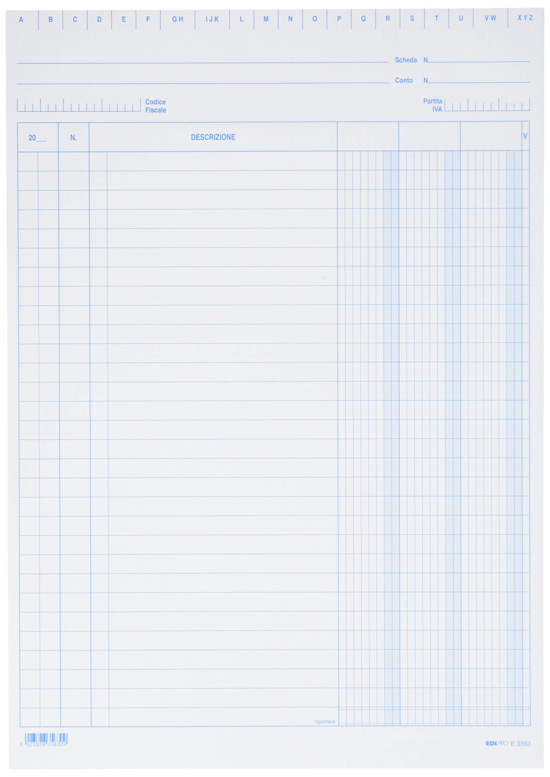 EDIPRO - E3563BL - 100 Cards with 3 Columns Blue f.to 21x29,7