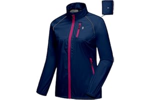 Little Donkey Andy Women's Lightweight Rain Cycling Stretch Jacket with Hood, Windproof and Waterproof, Ultralight Packable