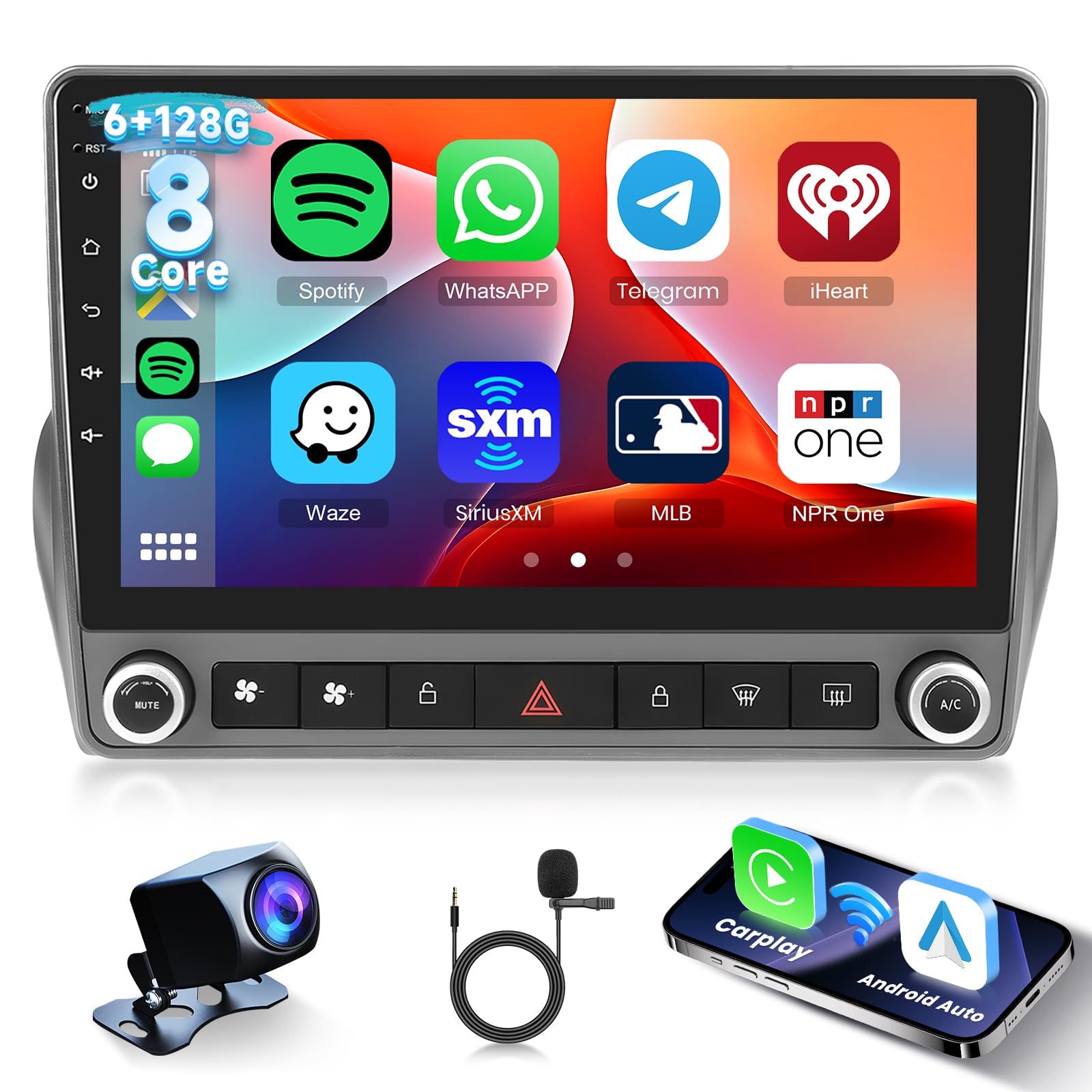 Photo 1 of [6G+128G] 8-Core Car Radio for Chevrolet Camaro 2008-2015 Android Car Stereo with Bluetooth GPS,Hodozzy 9 Inch Touch Screen with Wireless Carplay Android Auto,WiFi USB,DSP,FM RDS