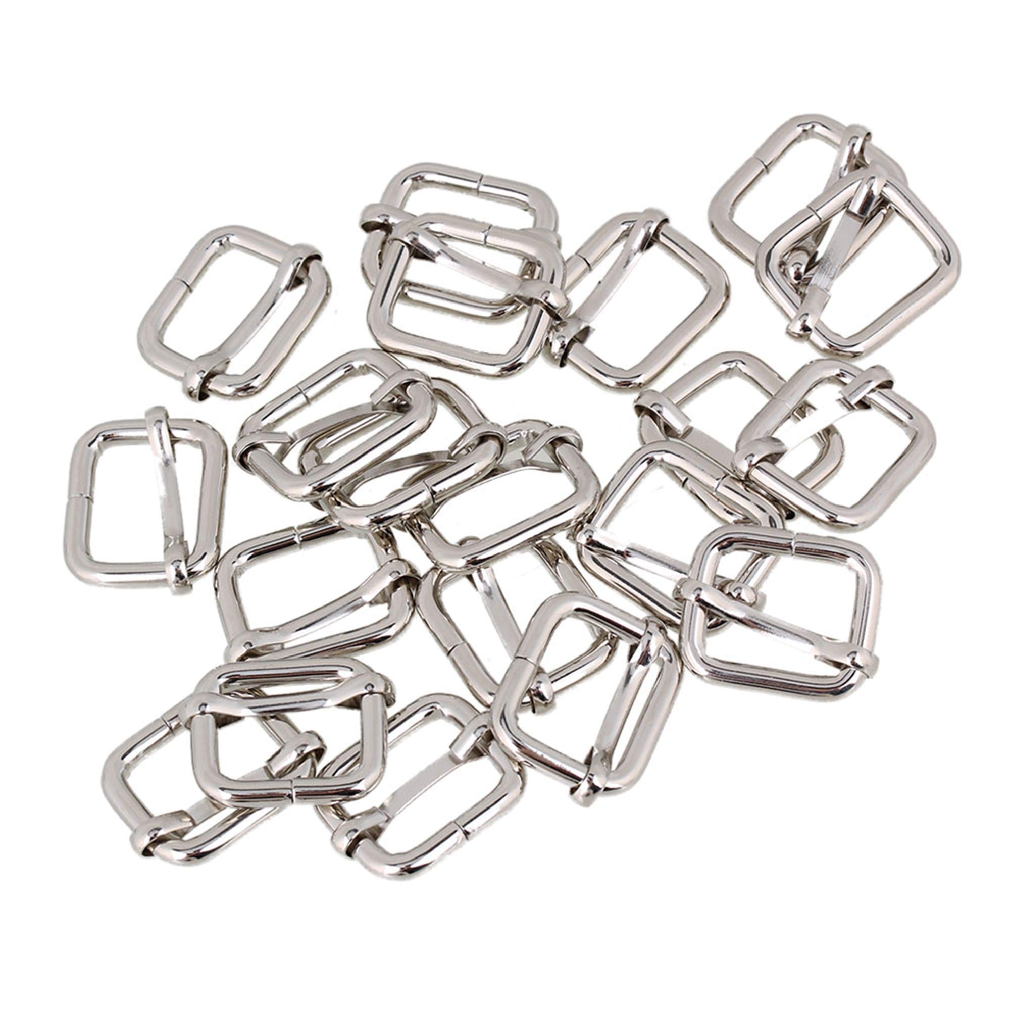 Mxfans 20 x Silver Triglides Slides Webbing Belt Buckles Handbag Bag Strap Adjuster 2cm