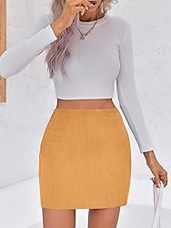 Wenrine Womens Mini Skirt High Waisted Basic Casual