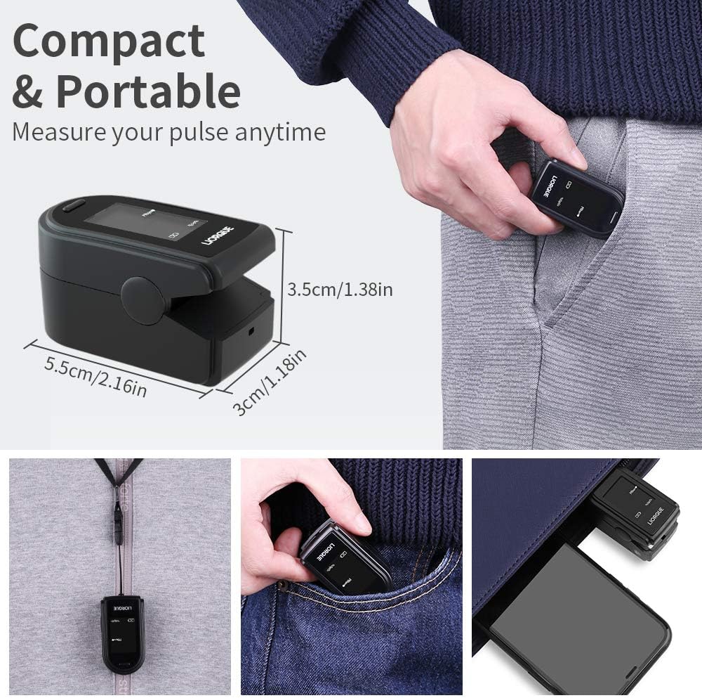 LIORQUE Pulse Oximeter Fingertip, Blood Oxygen Saturation Monitor for Pulse Rate, Heart Rate Monitor and SpO2 Level Meter, Batteries and Lanyard Included: Health & Personal Care