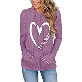 Women's Hoodies Pullover Cute Heart Sweatshirts Long Sleeve Tops with Pockets