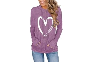 Women's Hoodies Pullover Cute Heart Sweatshirts Long Sleeve Tops with Pockets