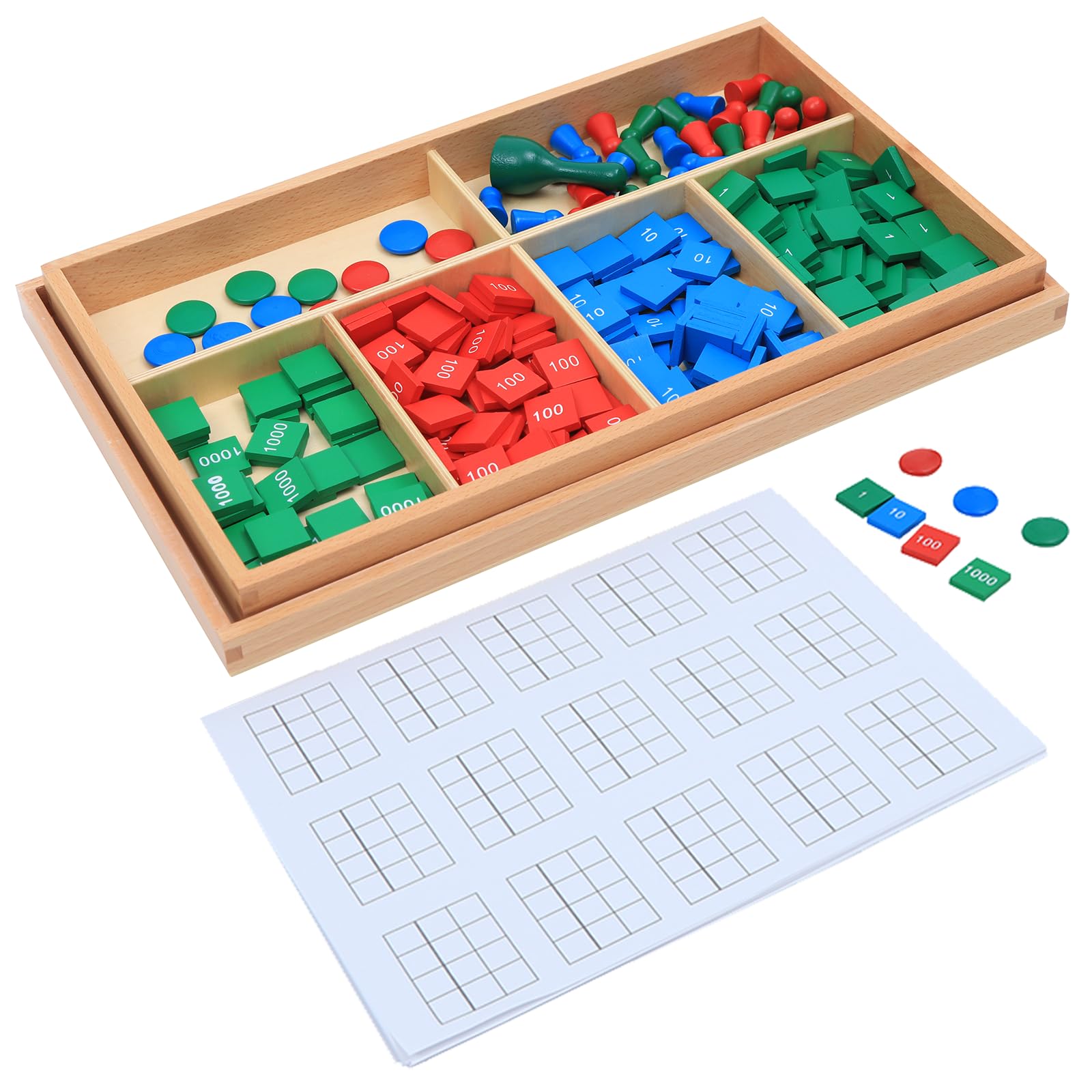 Photo 1 of **INCOMPLETE** Adena Montessori Stamp Game,Montessori Wooden Math Materials Counting Toy, Early Development Wooden Math School Teaching Aids,Sensorial Educational Tools Preschool Early Learning Toys for Kids