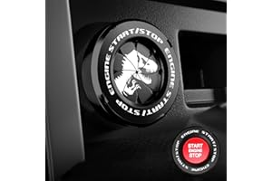 Tybasthe Rotary Push Start Button Cover, Jurrasic Park Car Accessories Engine Start Stop Button Cover, Car Stickers Interior Decor, Motorcycle Ignition Key Switch Cover, Black