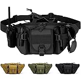 Taeku Tactical Fanny Pack, Military Waist Bag Utility Hip Pack with Adjustable Strap for Outdoors Fishing Cycling Camping Dog Walking (Black)