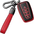 Compatible with Toyota Key Fob Cover with Keychain Soft TPU Key Protector Case for 2020-2022 Prius Corolla Highlander 2018-2024 RAV4 Camry C-HR Avalon GT86 Smart Key(only for Keyless go) Red