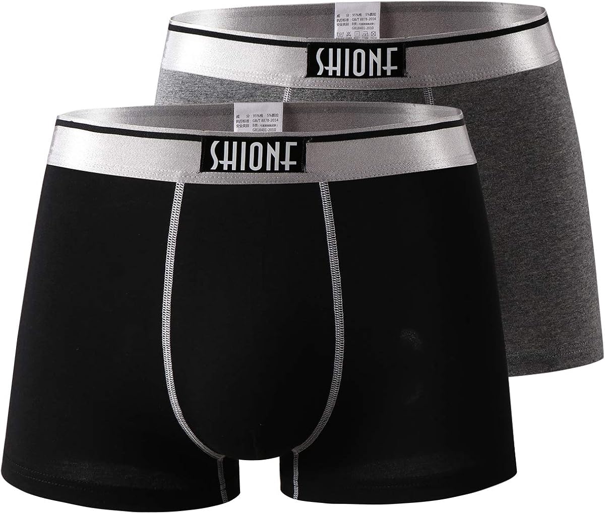 SHIONF Men's Mesh Breathable Underwear Cotton Boxer Briefs 2 Pack