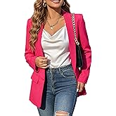 Nihsatin Women's Business Casual Blazer Lapel Collar Open Front Long Sleeve Jackets