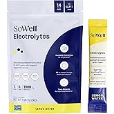 SoWell GLP-1 Electrolytes Lemon Water Drink Mix, Hydration Support Powder with Coconut Water, Trace Minerals and B6 Vitamins, Sugar-Free, 14 Stick Packs