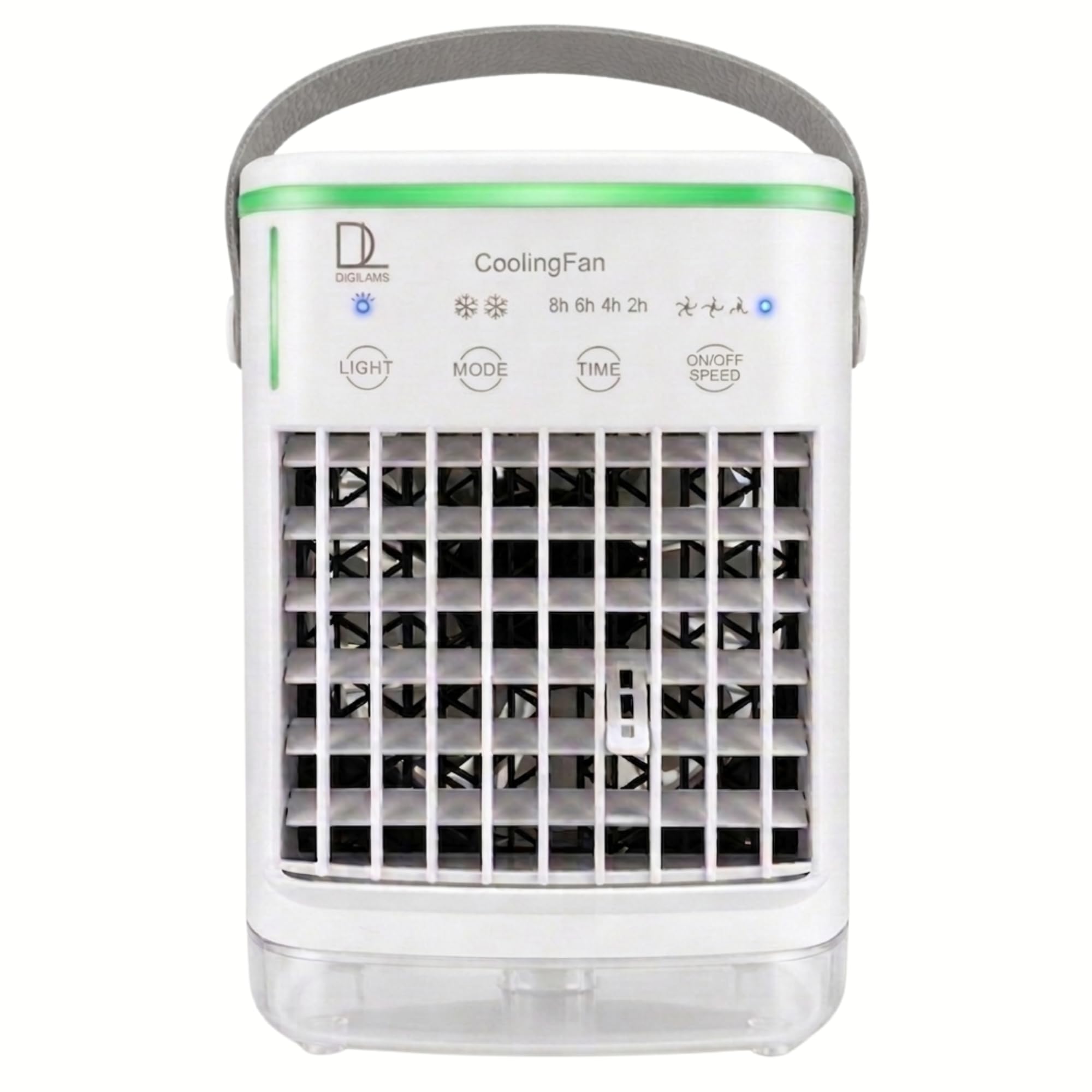 Digilams Portable Air Cooler | 3-in-1 Mini Air Conditioner, 700 ml Water Tank, Ice Fan With 4 Speeds, 7-Colour LED Lights, 2-8H Timer | Evaporative Air Cooler for Bedroom, Office, Home and Desktop