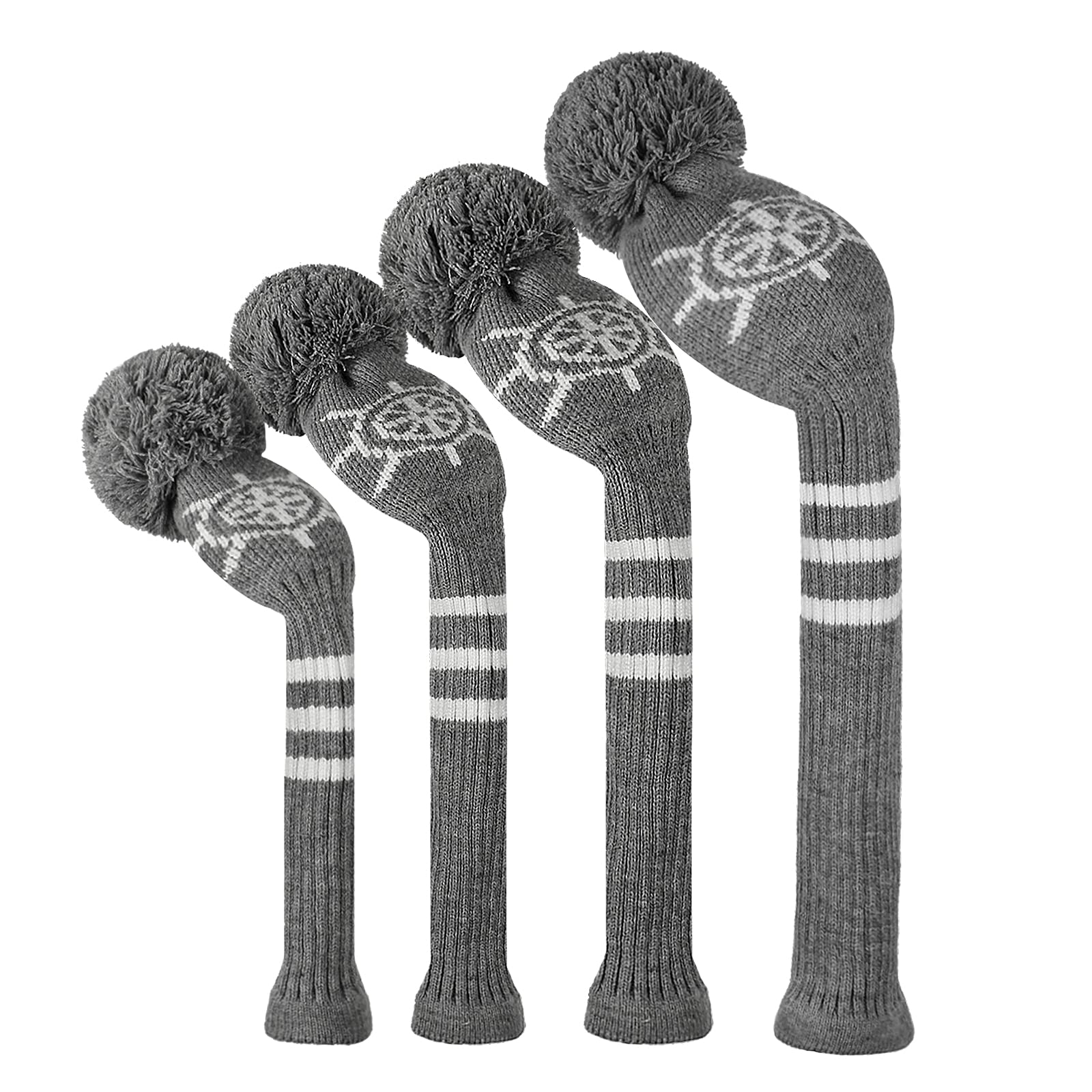 Rudder Pattern Knit Woods Golf Head Covers, Set of 4, Fit Driver (460CC) Fairways hybrid/UT. Soft and Elastic, Keep Club Clean