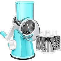 SEYODA Graters for Kitchen,Cheese Grater Efficient Vegetable Slicer with 3 Interchangeable Round Stainless Steel Blades…