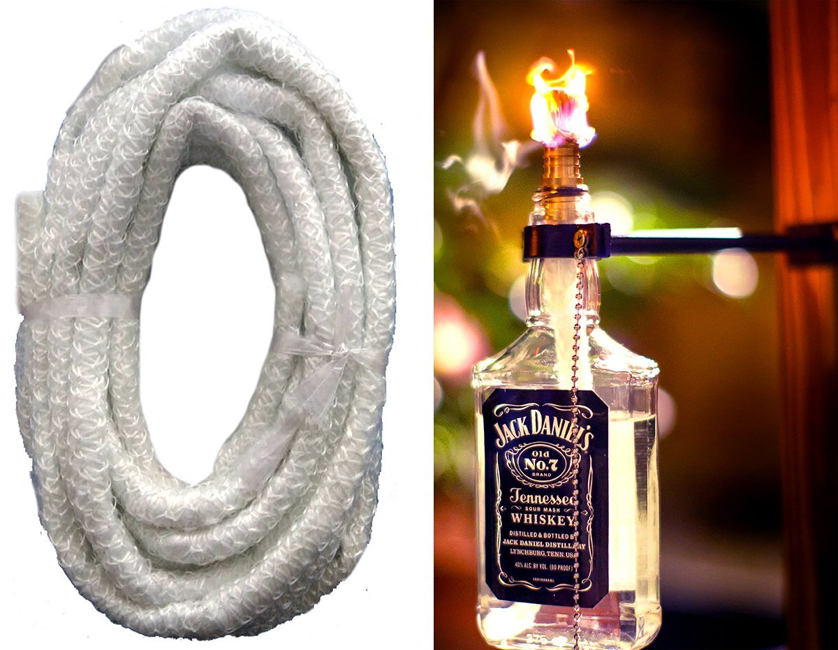 8 Foot Fiberglass Tiki Torch Wick, 1/2 Diameter Bulk Tiki Wick for