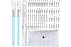 ARVAKR Craft Hobby Knife, Exacto Knife, 2 Knives and 60 Blades with a Bag, Precision Cutter Knife for Cutting Carving Scrapbooking Stencil, Turquoise