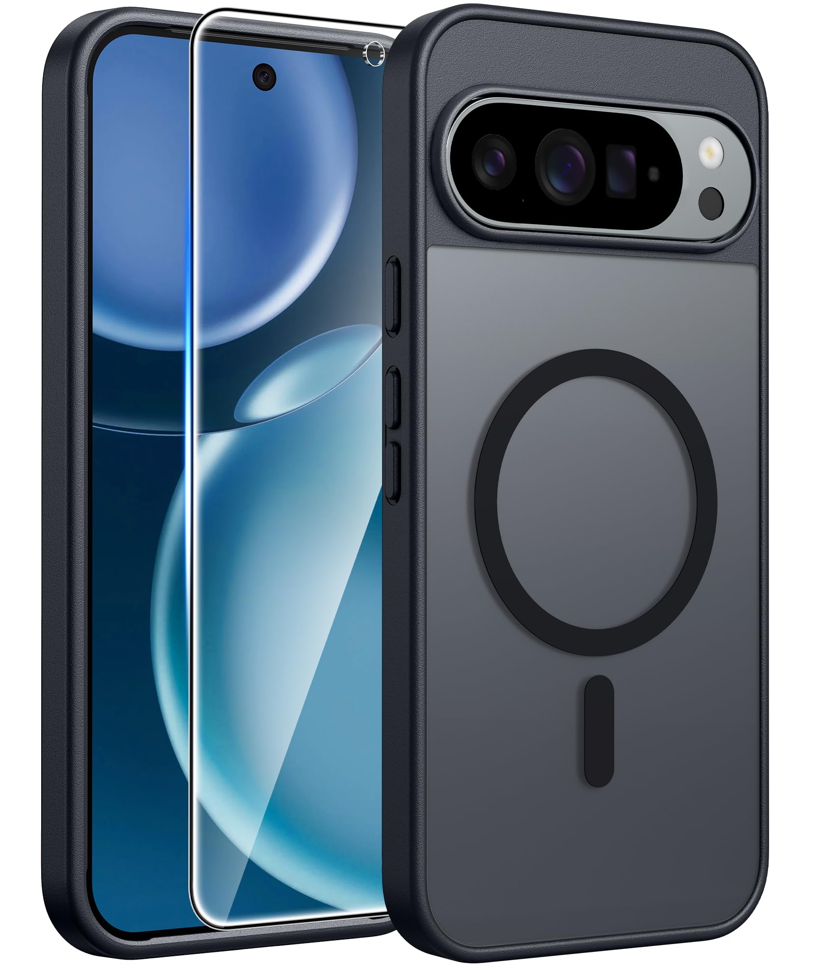 Photo 1 of FNTCASE for Google Pixel 10 Pro XL Case: for Pixel 9 Pro XL Case | Magnetic Matte Shockproof Rugged Translucent Phone Cover - Military Grade Drop Proof Sturdy Slim Protective Cases (6.8 inch/Black)