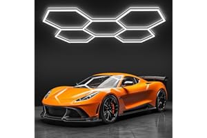 BRILLIHOOD Hexagon Garage Lights, LED Honeycomb Lights Ceiling, 192W, 23040LM, 6500K Super Bright, 5 Grid Systems Car Detailing Light for Garage Warehouse Workshop Basement Gym