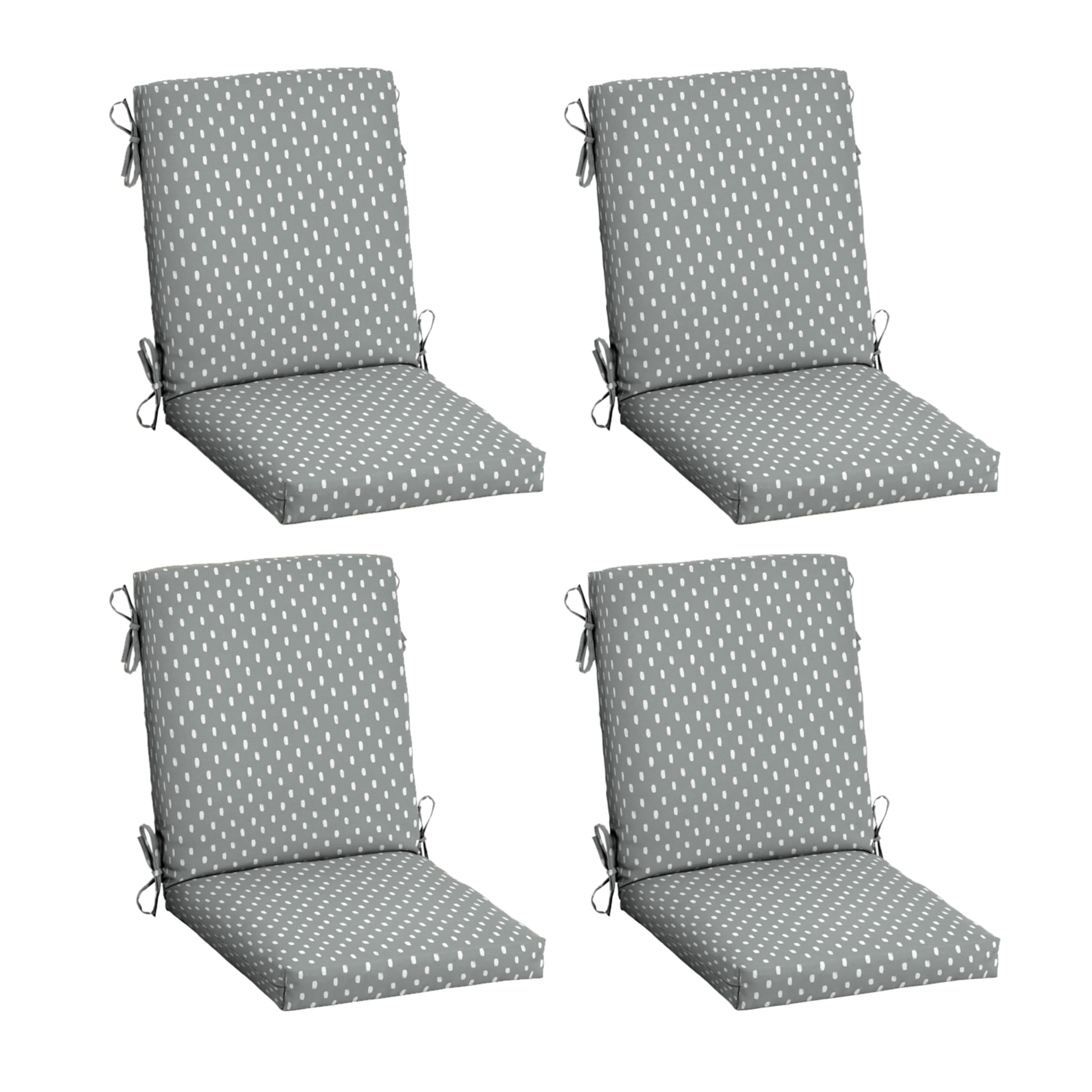 Arden 4-Pack earthFIBER Outdoor Patio Dining Chair Cushion, 20x44, Rain-Proof Seat Pad, Fade-Resistant Outdoor Cushion Stone Grey Dot Image