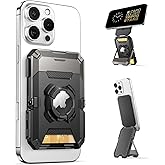 SUPCASE for MagSafe Wallet with AirTag Holder, Magnetic Airtag Wallet for Men, [Hold 5 Cards] [Adjustable Stand] [RFID Blocking] Phone Card Holder Tripod for iPhone 17/16/15/14/13/12 Series, Dark