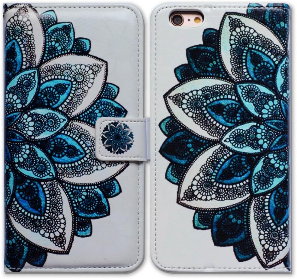 Bcov 4.7" iPhone SE 2022 Case,iPhone SE 3rd Gen Case,iPhone SE 2020 Case,iPhone 7 Wallet Case,iPhone 8 Case, Green Mandala Pattern Card Slot Wallet Leather Cover Case for iPhone 7/8/SE 2022