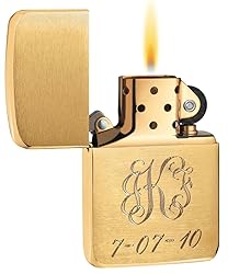 Personalized 1941 style Brushed Brass Zippo Lighter