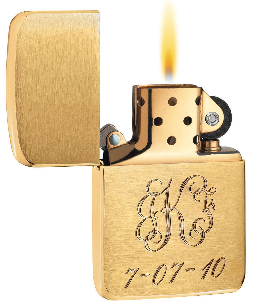 Personalized 1941 style Brushed Brass Zippo Lighter
