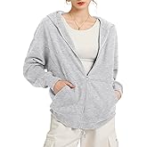 TAKEYAL Women Hoodies Sweatshirt Long Sleeve Zip Up Oversized Fall Jackets Casual Trendy Top soild