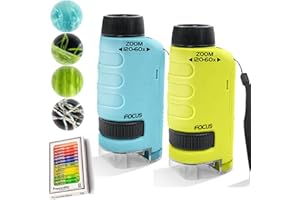 BUNOJU Your Little Scientist Microscope, 2024 New Miniscope Portable Microscope Kids, Miniscope Kids Your Little Scientist, Handheld Microscope for Science Experiments (2pcs Yellow+Blue)