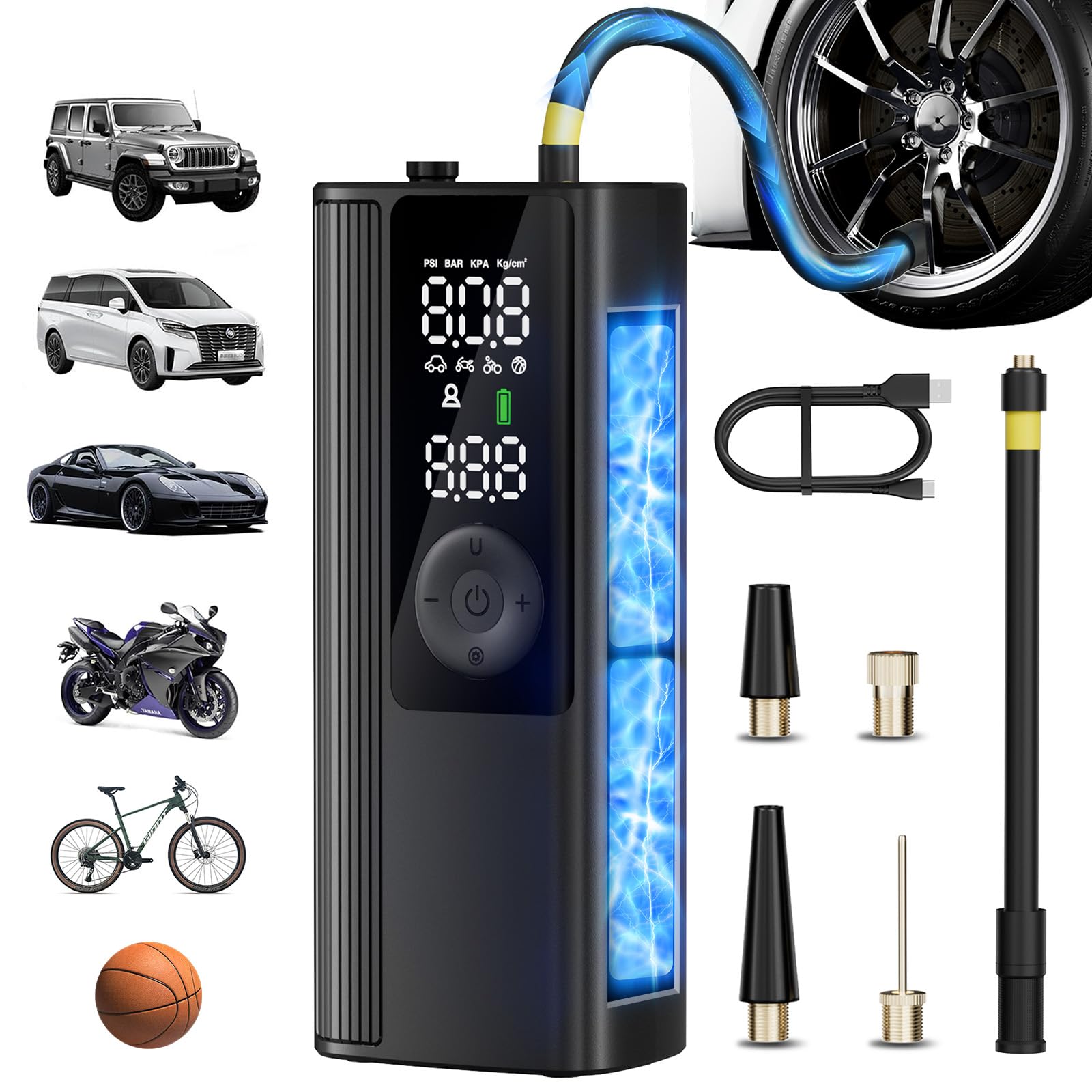 Photo 1 of *MISSING PARTS UNKNOWN*
Anycash Tire Inflator Portable Air Compressor, 150PSI Air Pump for Car Tires with Pressure Gauge, Fast Tire Inflator for Car, Motorcycle, Bicycle, Balls, LED Light and Auto Shut-Off