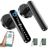 Fingerprint Door Lock - Smart Door Handle with Keypad, Biometric Door Knob for Bedroom, Home Office