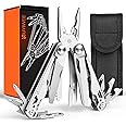 SUYIWEE Multitool 19-in-1 with Safety Lock, Professional 440A Stainless Steel Multi Tool Pliers Pocket Tool, Foldable Multitools with Nylon Sheath for Outdoors, Survival, Camping, Hiking, Repairing