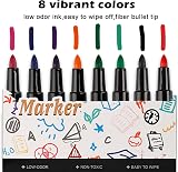 ABEIER Magnetic Whiteboard Pens and Eraser 8 Colors Fine Tip Low-Odor view 4