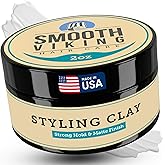 Smooth Viking Hair Clay for Men - Strong Hold Clay Pomade, Matte Finish, Oil-Free, Made in USA, All Hair Types, Natural Scent, Easy Wash Out, Thickening, Nourishing, 2oz