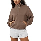 ODODOS Women's Modal Soft Cinchable Sweatshirts Half Zipper Funnel Neck Oversize Pullover with Pockets