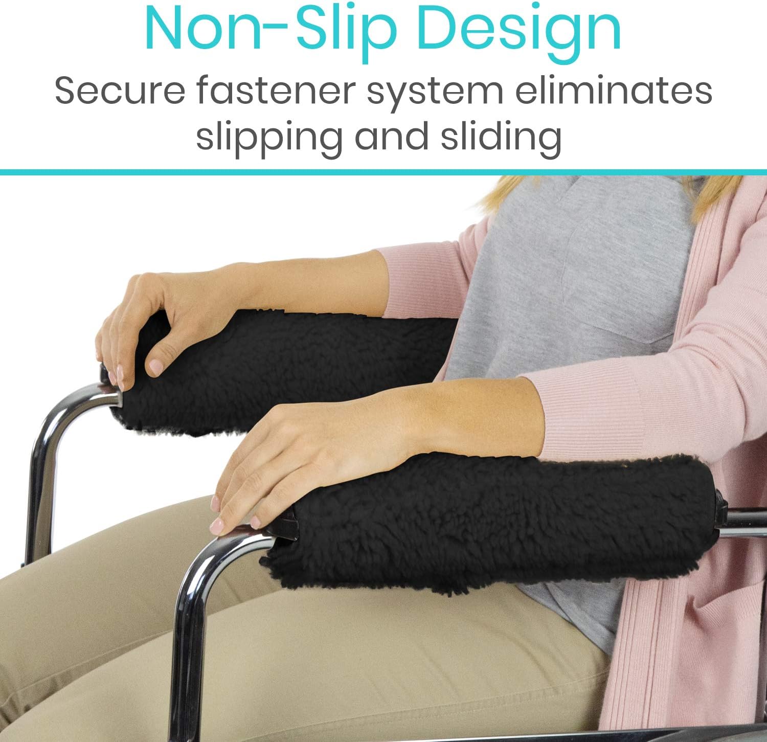Vive Wheelchair Armrest Cover (Pair) - Memory Foam Sheepskin Pad for Office & Transport Chair - Soft Support Cushion Accessories for Padded Arm Rest, Kids, Adults - Comfort Padding Pressure Relief: Home & Kitchen