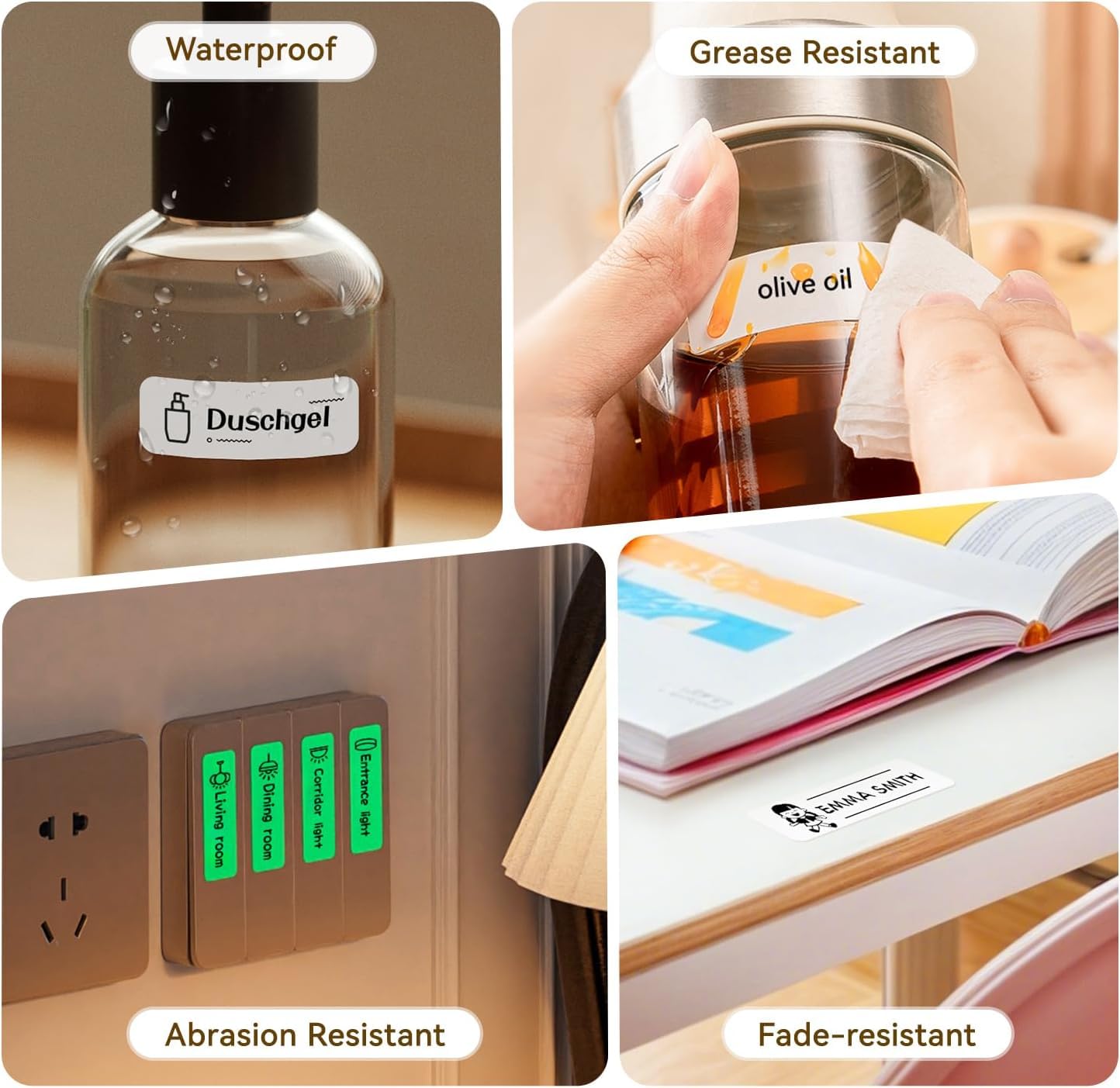 NIIMBOT Namensaufkleber Etikettendrucker, D110 Bluetooth Etikettiergerät, mit wasserdichte Etiketten 155 Stück/Rolle, Für Zuhause Büro Schule Kindergarten, Weiß 6