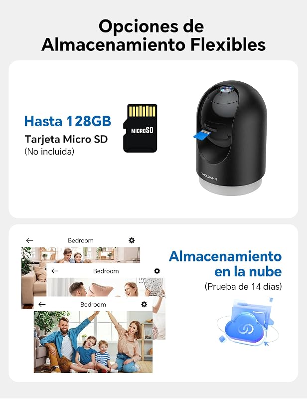 Câmara de vigilância interior 2K, WiFi doméstico 360° PTZ com rastreio, visão noturna e áudio bidirecional, câmara de vigilância para cães, compatível com Alexa, sem taxas