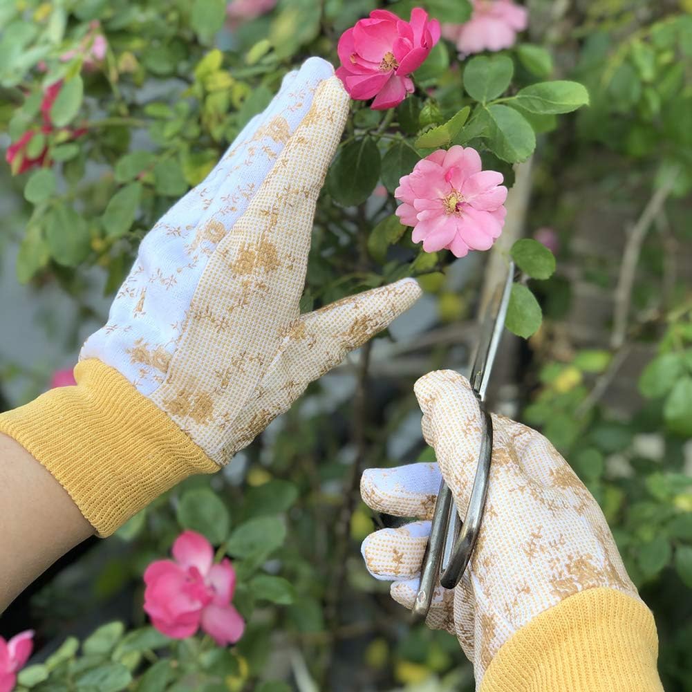 SEUROINT 6 Pairs Garden Gloves, Men and Women Working Gloves for Small Yard Tools Gardening PVC Dots Cotton Gloves, Medium Size: Home Improvement