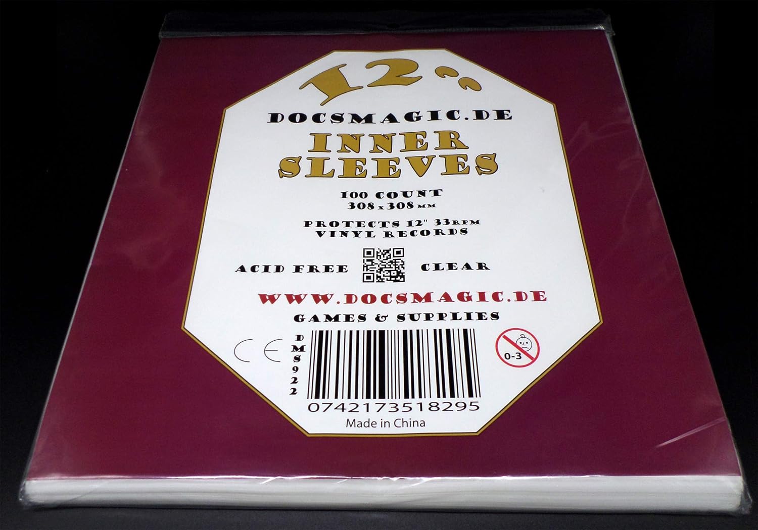 docsmagic.de 100 Inner Sleeves for 12" 33rpm Vinyl Records Clear 2 Mil, 12" 33 RPM LP