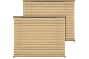 funomo RV Window Blinds Pleated Shades - 32" W x 24" L RV Shades for Camper Windows, Privacy and UV Protection Shade for Travel Trailers, Cappuccino (Cappuccino, 2PACK)